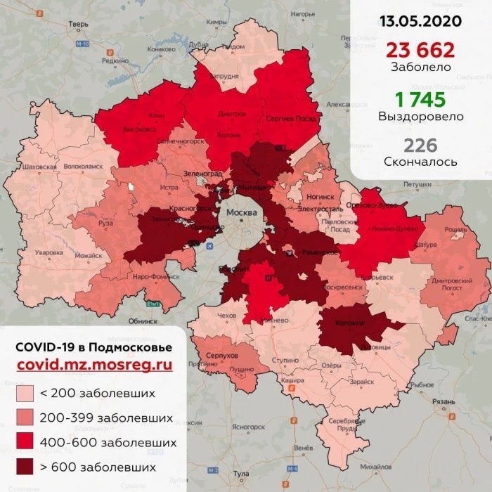 Статистика по COVID 19 в Подмосковье на 13 мая