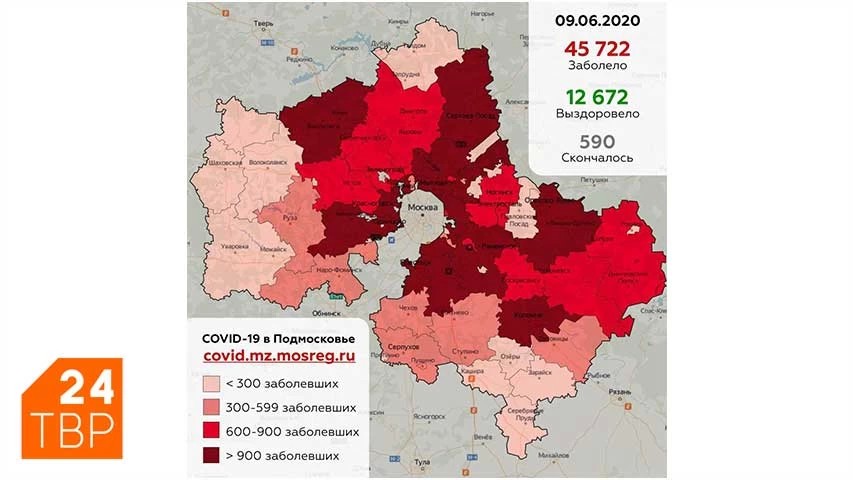 Сводка по COVID-19 в Подмосковье на 9 июня