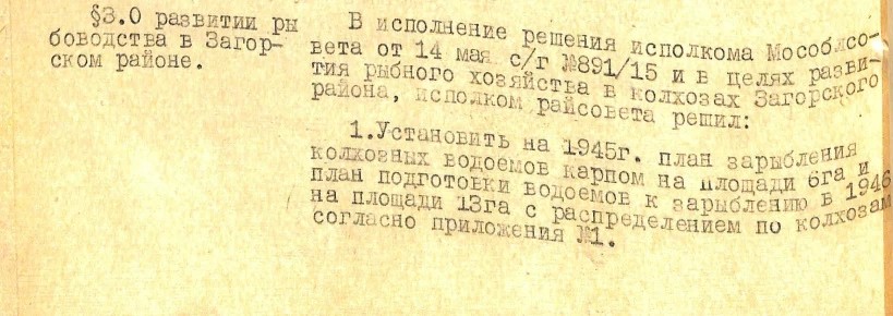 Рыбоводство в послевоенные годы в Загорском районе