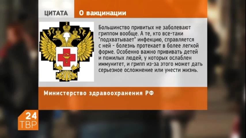 В России стартовала массовая вакцинация жителей от гриппа. В регионы уже пришло 24 миллиона доз вакцины. По данным Минздрава, вакцинация -  эффективная мера, которая помогает предотвратить заболевание