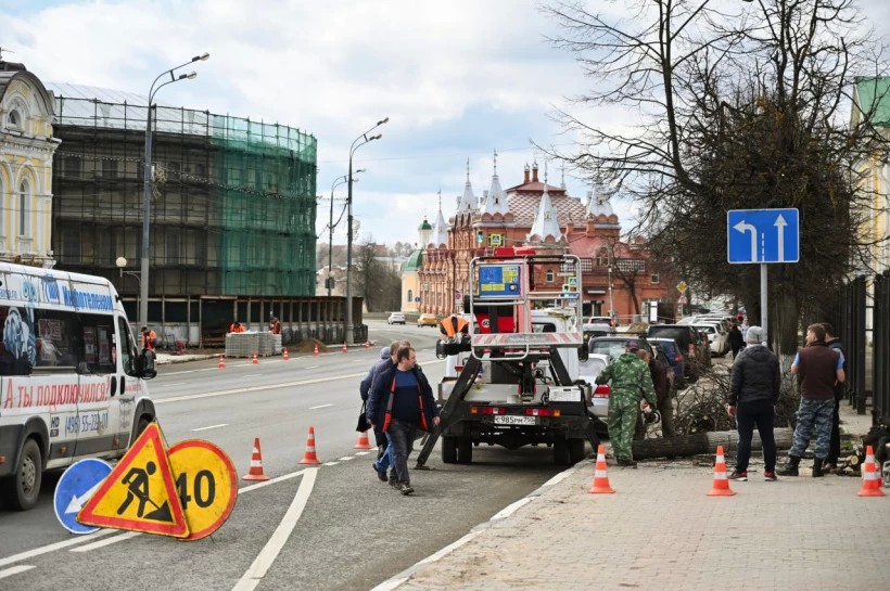 В Сергиевом Посаде вдоль проспекта Красной Армии опиливают деревья